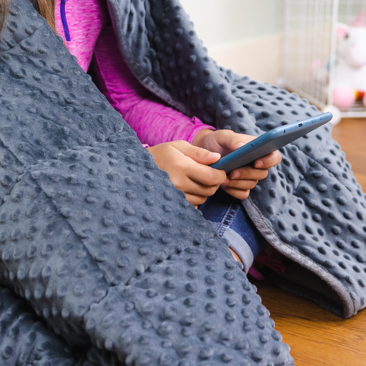 Soft Fleece Weighted 10lb Medium Sensory Blanket for Kids, 65x45” by Bouncyband®