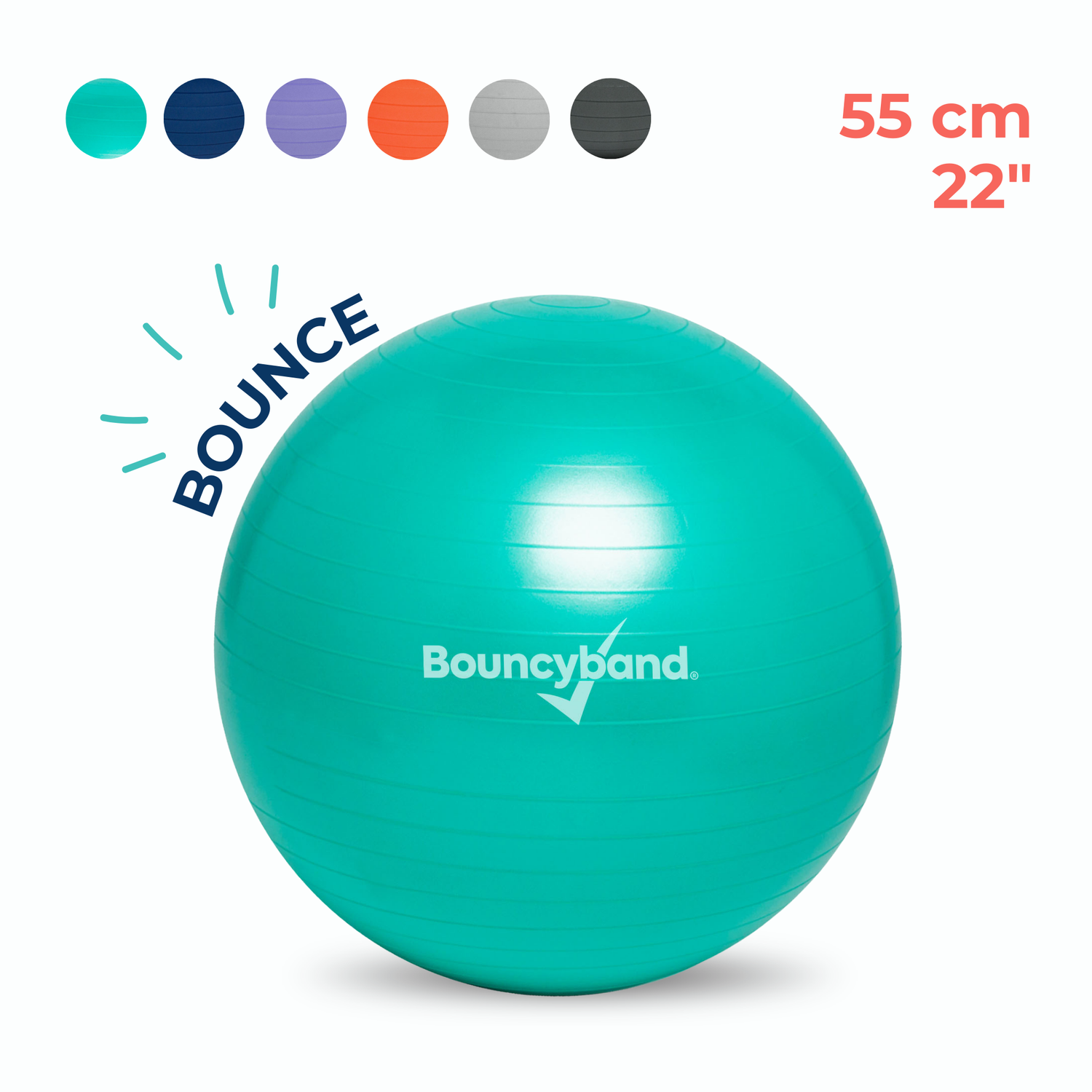 Balance Ball Chair 55cm Non-Rolling for Middle/High School Kids by Bouncyband®
