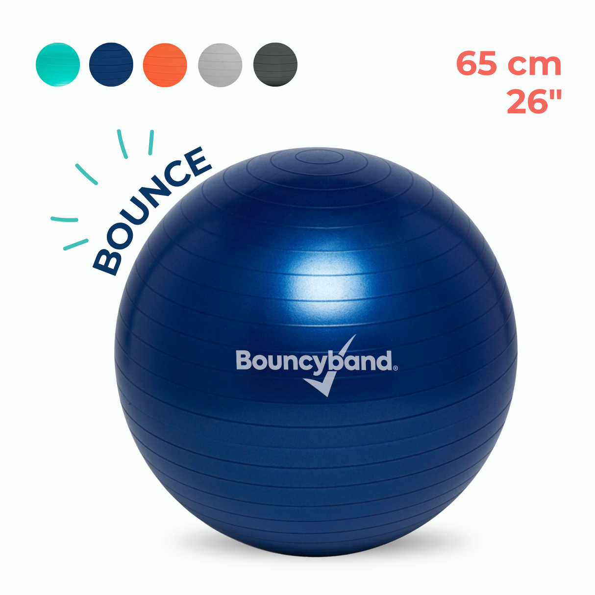 Balance Ball Chair 65cm Non-Rolling for High School Kids by Bouncyband®