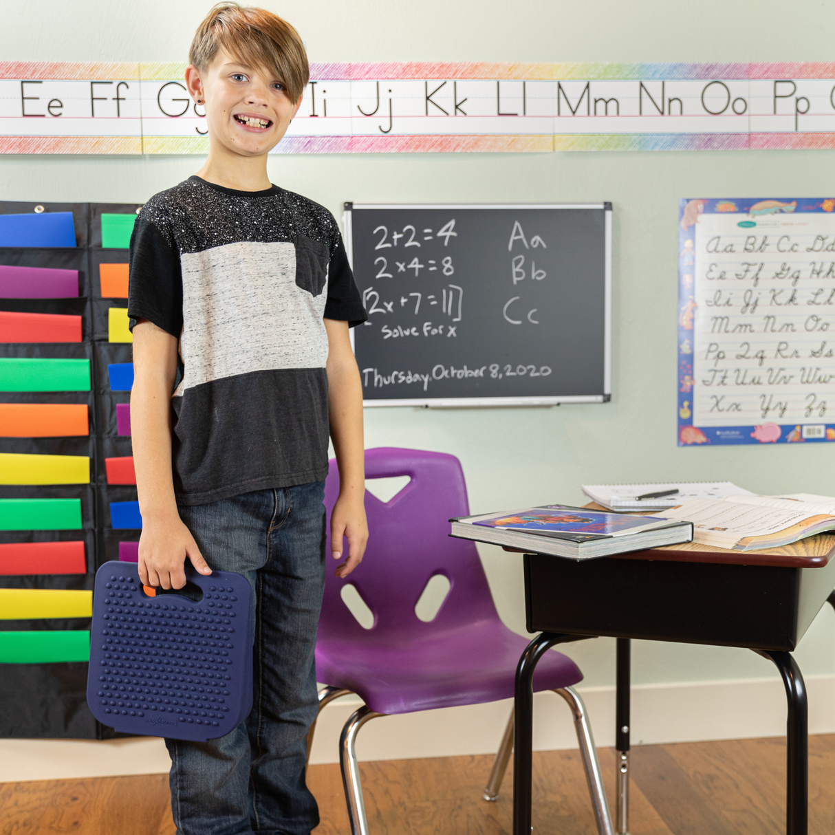 Wiggle Seat Antimicrobial Wedge Sensory Cushion for Pre-K/Elementary/Middle School Kids by Bouncyband®