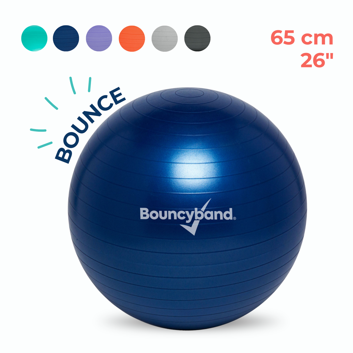 Balance Ball Chair 65cm Non-Rolling for High School Kids by Bouncyband®